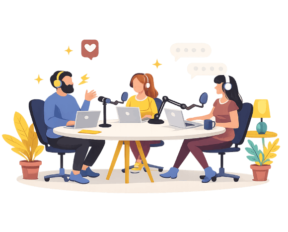 podcasters conversan sobre marca