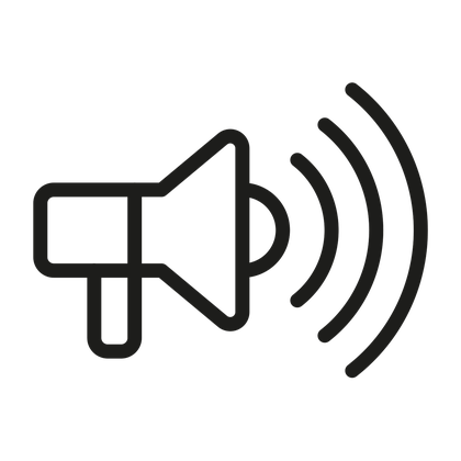 Icono de megáfono: equipos de comunicación y PR