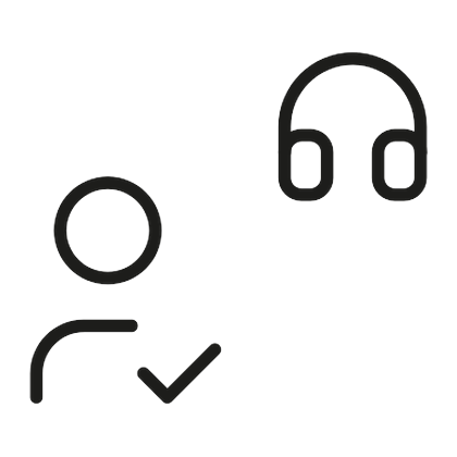 Icono de una persona con auriculares validada: el oyente del pódcast es tu cliente