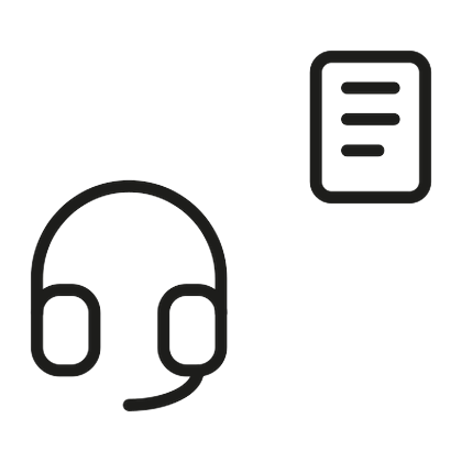 Icono de auriculares con notas: preparación del presentador del pódcast