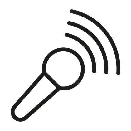 Icono de micrófono con ondas: transcripción de pódcast en español